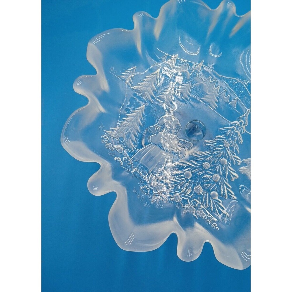 Vtg Clear Mikasa Christmas Story Pedestal Footed Small Cake‎ Serving Platter - Picture 7 of 12